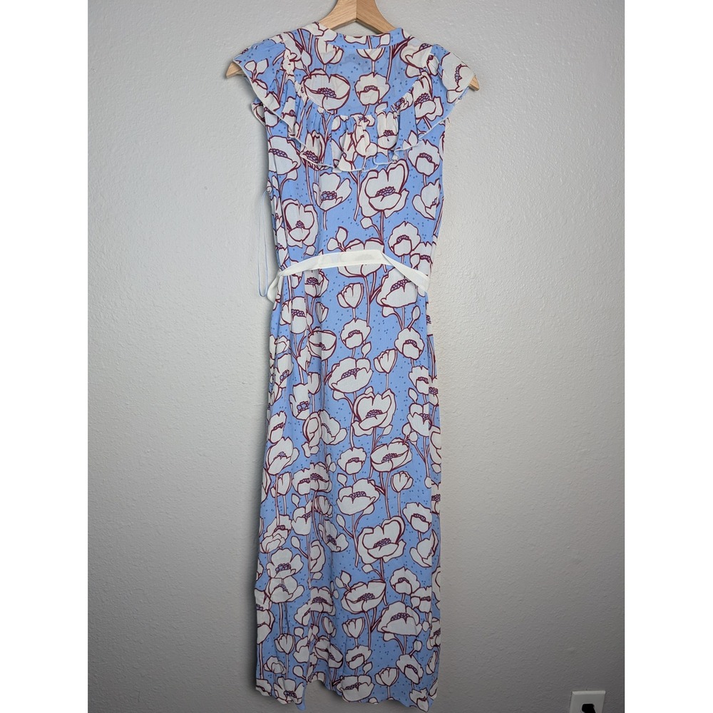 Ted Baker London Tindraa Blue Floral Poppy Ruffle Maxi Dress Size 2 US 6 - Picture 3 of 9